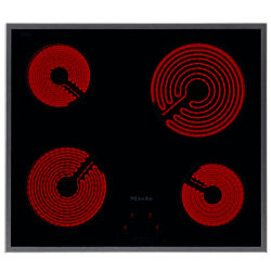 Miele KM5600 Ceramic Hob, Black/Stainless Steel